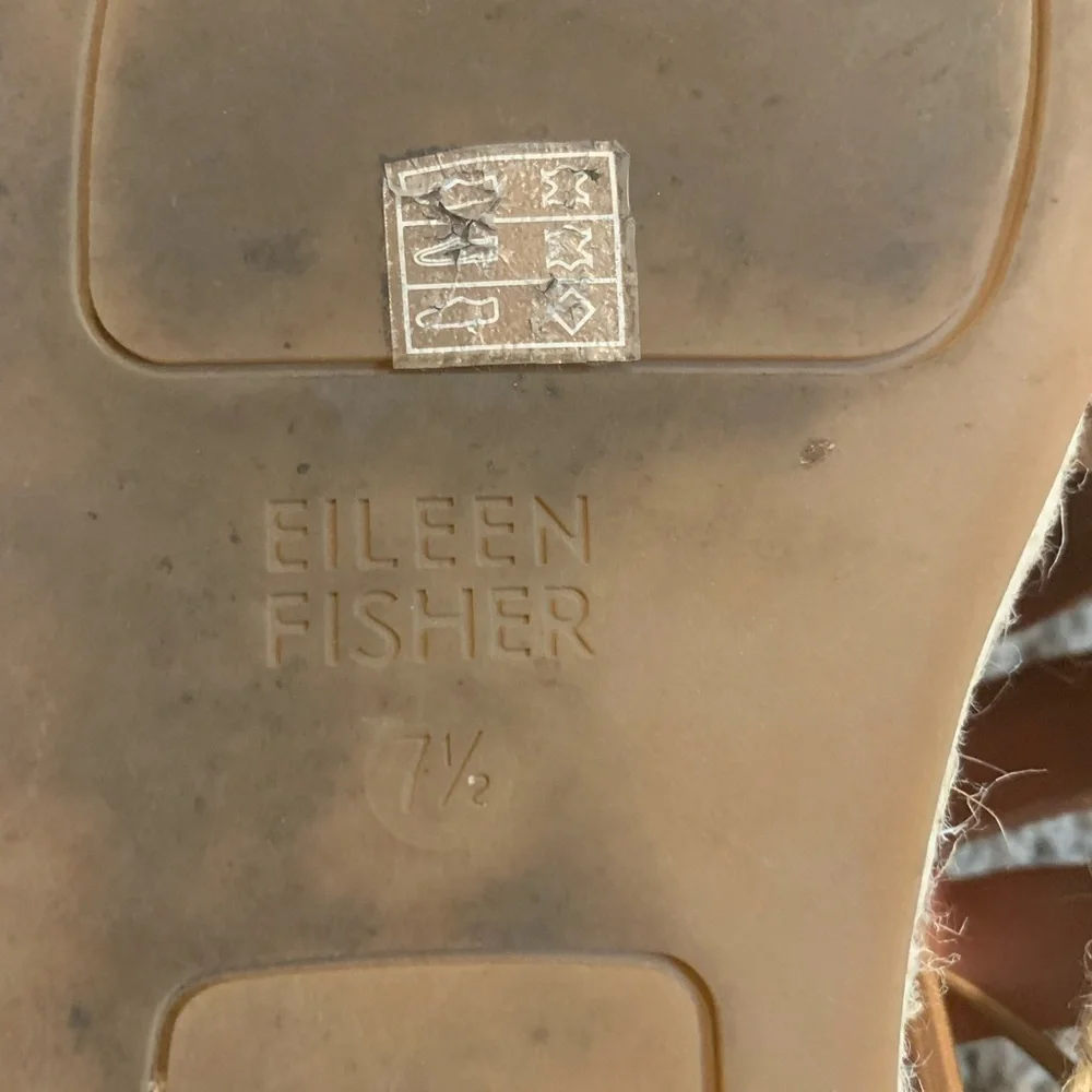 Eileen Fisher Lace Up Espadrilles Sandals Boho Casual Summer Vacation Tan 7.5